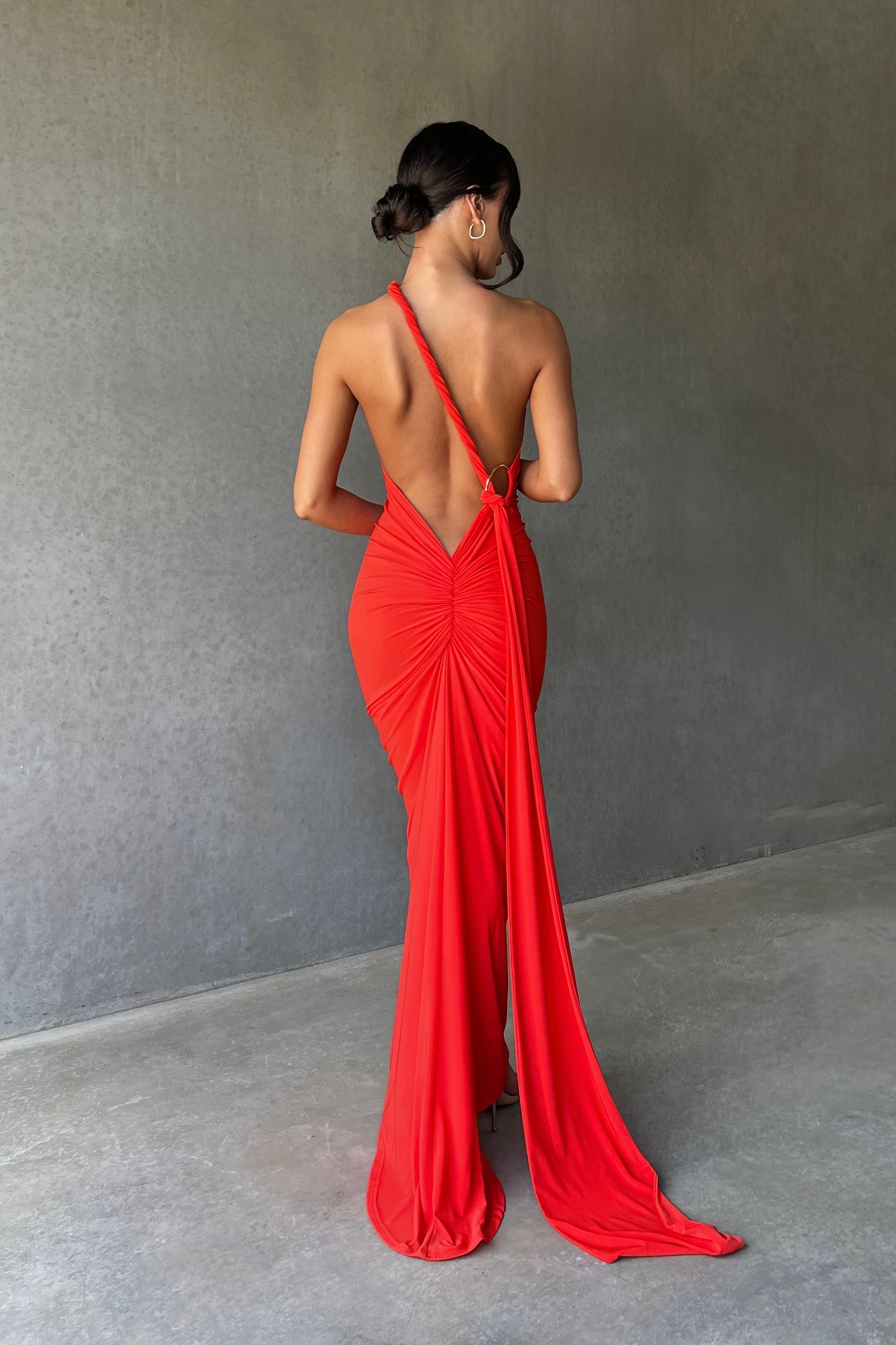 Garze Backless Maxi Dress In Tangerine