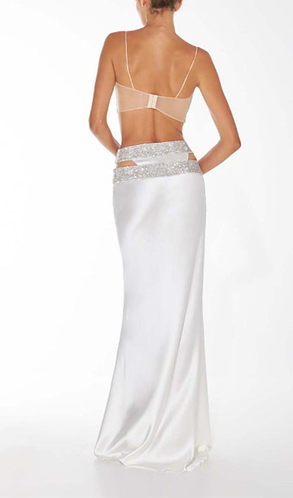 Lisbon Embellished Perspective Two Piece Set In White