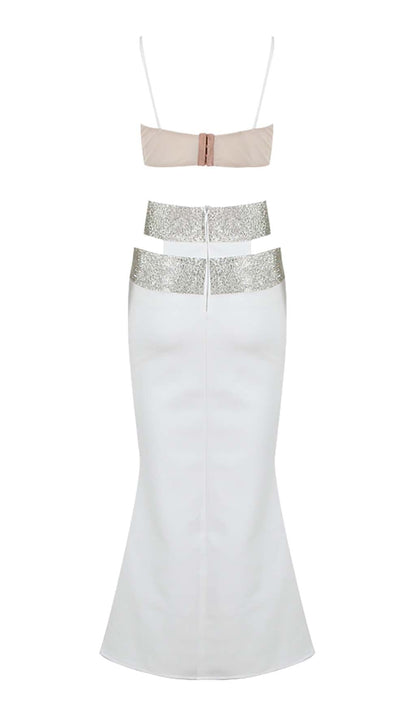 Lisbon Embellished Perspective Two Piece Set In White