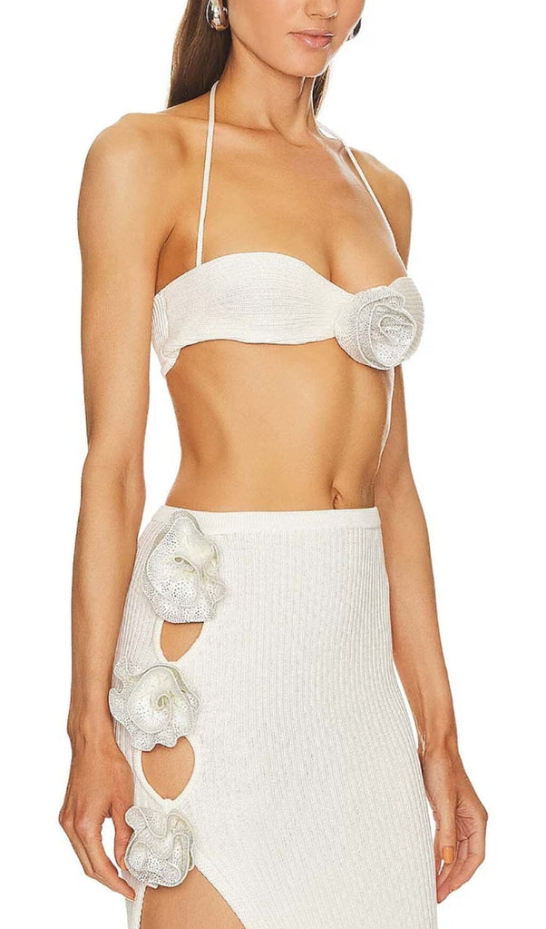 Ensley Embellished Top With High-Low Dress In White