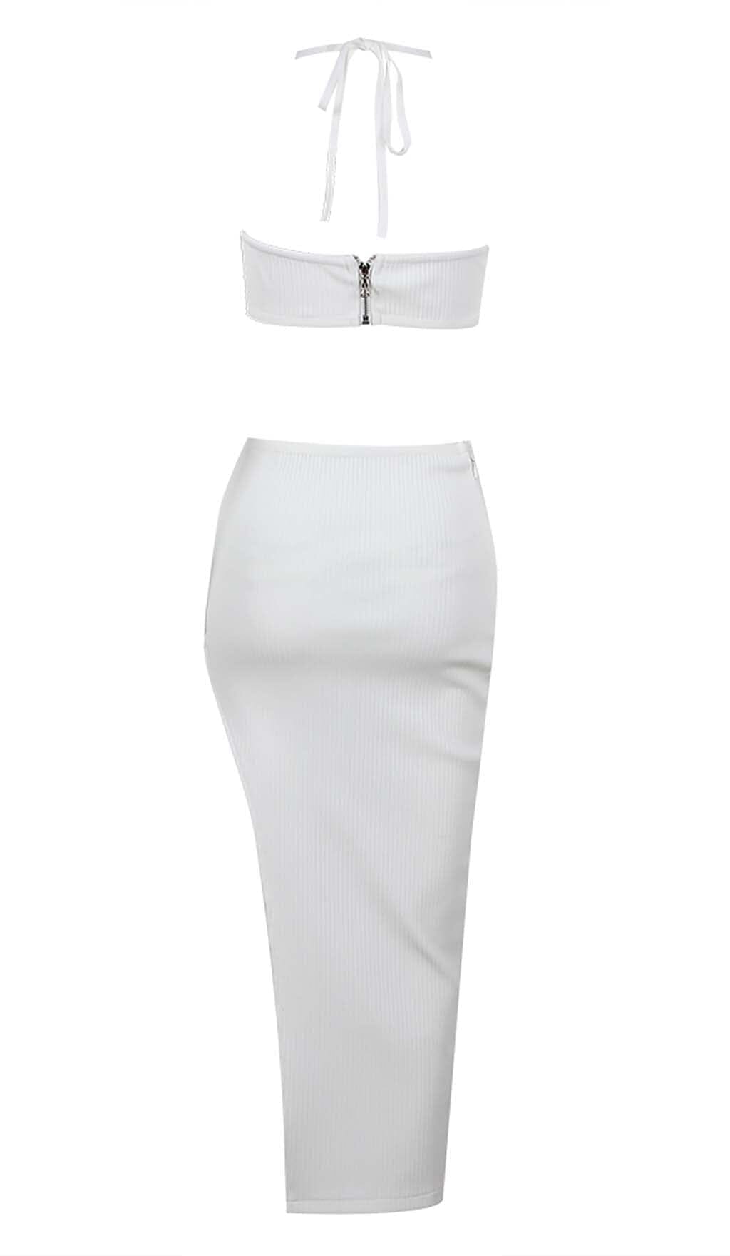 Ensley Embellished Top With High-Low Dress In White