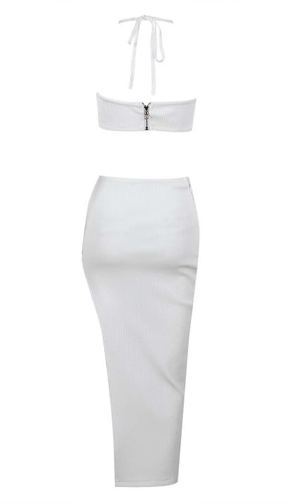 Ensley Embellished Top With High-Low Dress In White