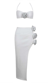 Ensley Embellished Top With High-Low Dress In White