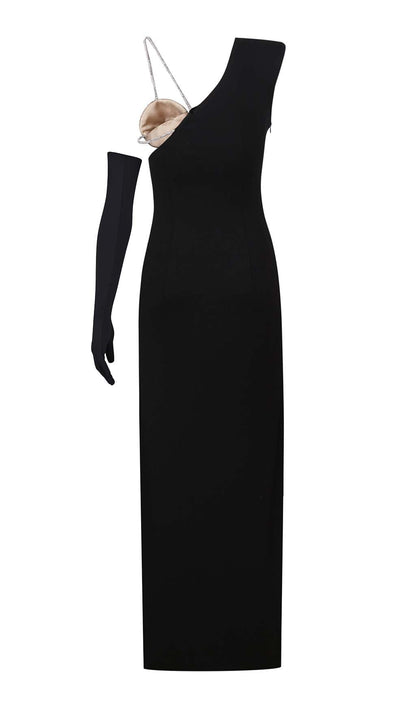 Carine Asymmetric High-Low Dress In Black