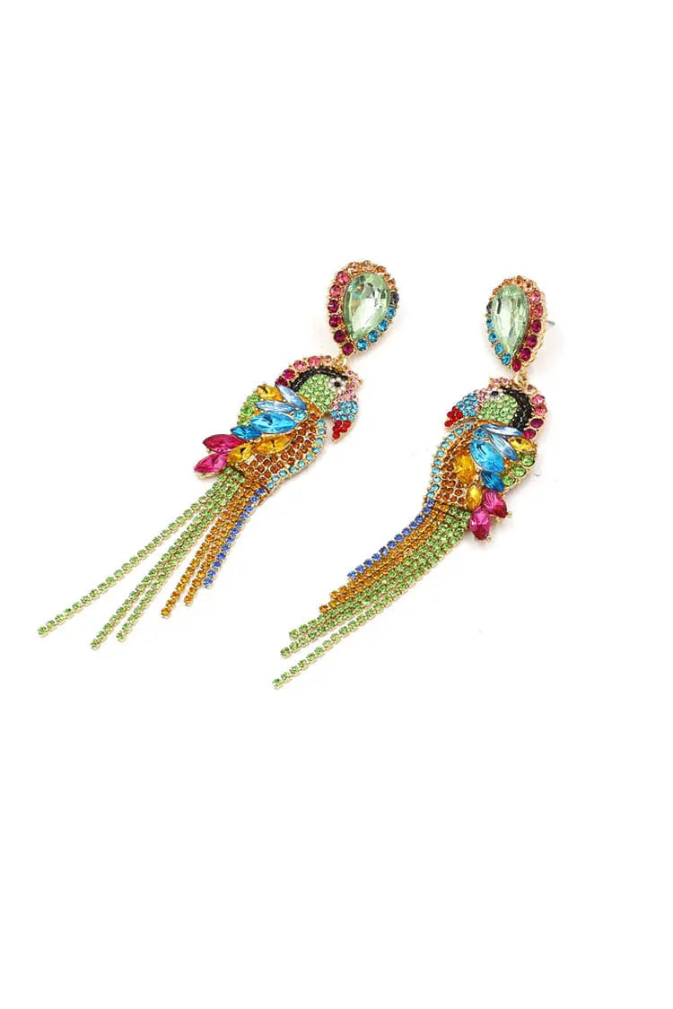 Opal Parrot Diamante Earrings