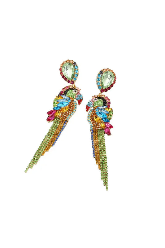 Opal Parrot Diamante Earrings