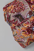 Tora Strapless Floral Sequin Maxi Dress