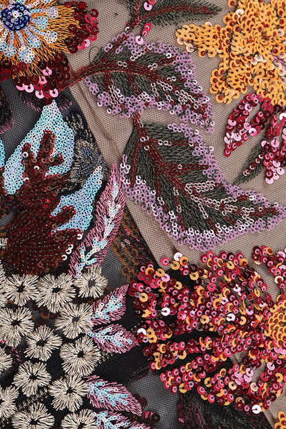 Tora Strapless Floral Sequin Maxi Dress