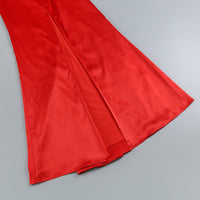 Thekla Halter Pleats Satin Maxi Dress In Red