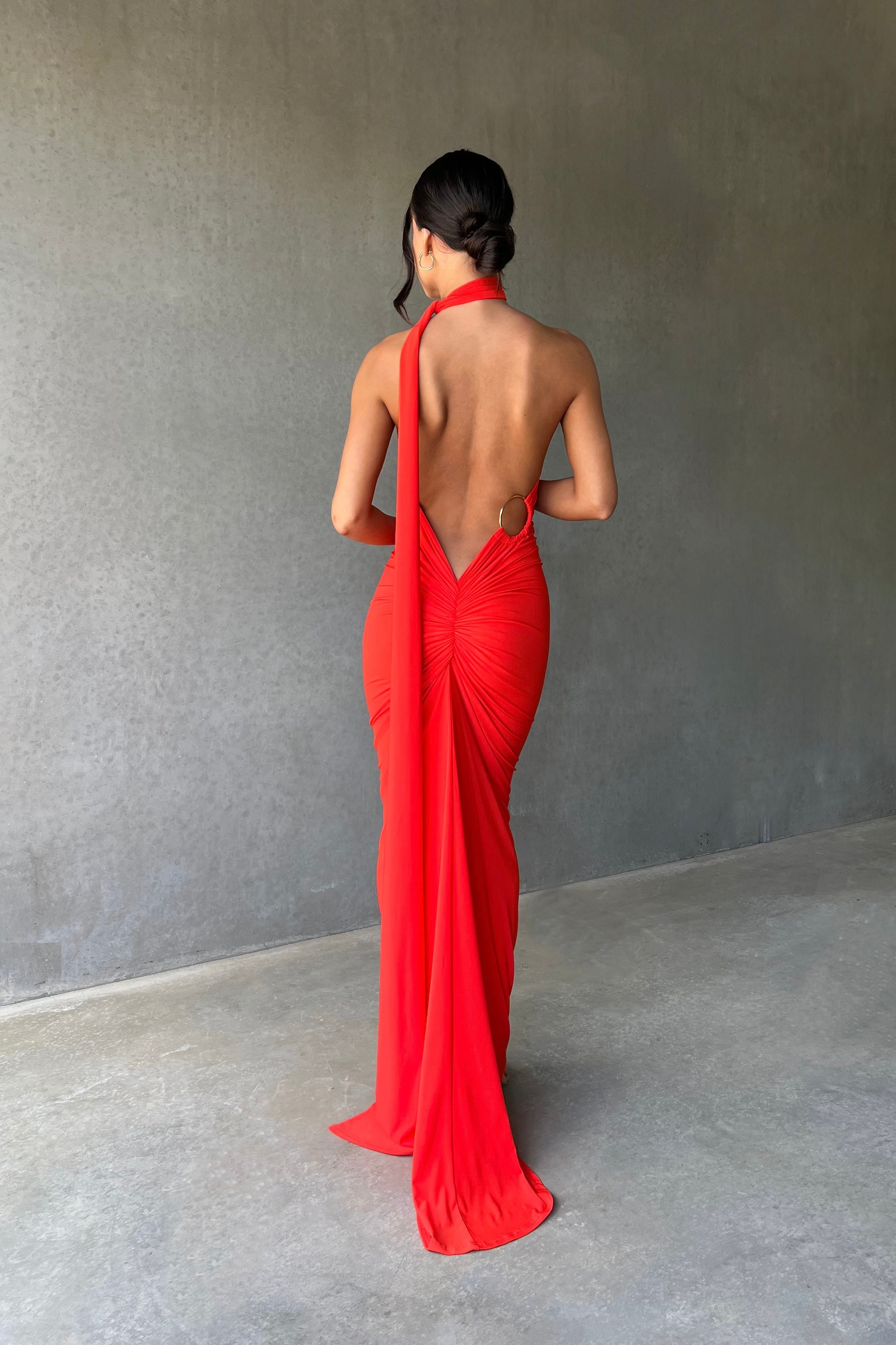 Garze Backless Maxi Dress In Tangerine