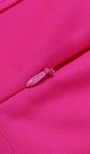 Jibaro Feather Trim Midi Dress In Crimson