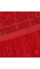 Zophia Floral Corset Lace Maxi Dress In Red