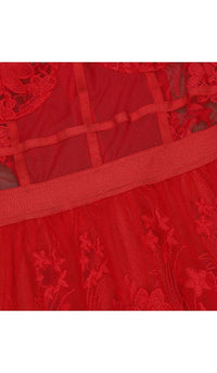 Zophia Floral Corset Lace Maxi Dress In Red