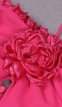 Werza Floral Embellished Slit Midi Dress In Pink