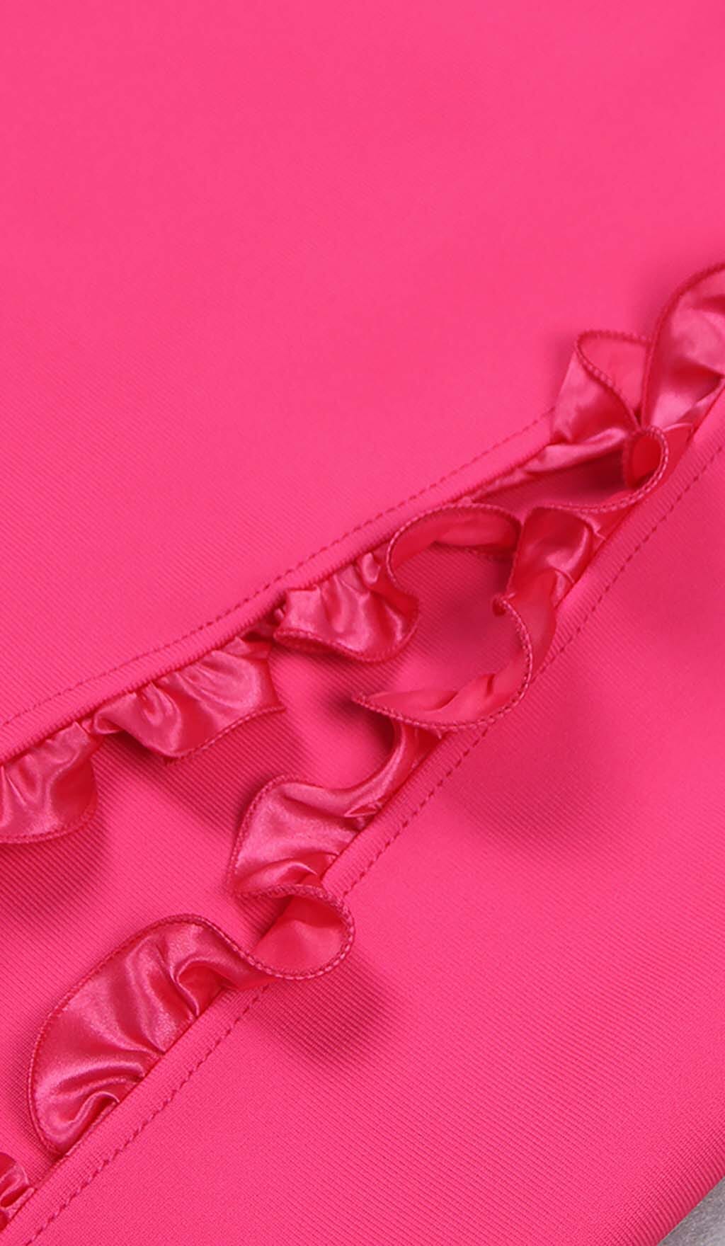 Werza Floral Embellished Slit Midi Dress In Pink