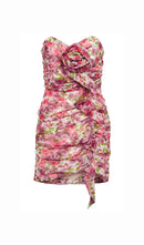 Dakana Floral Applique Ruffled Mini Dress In Red