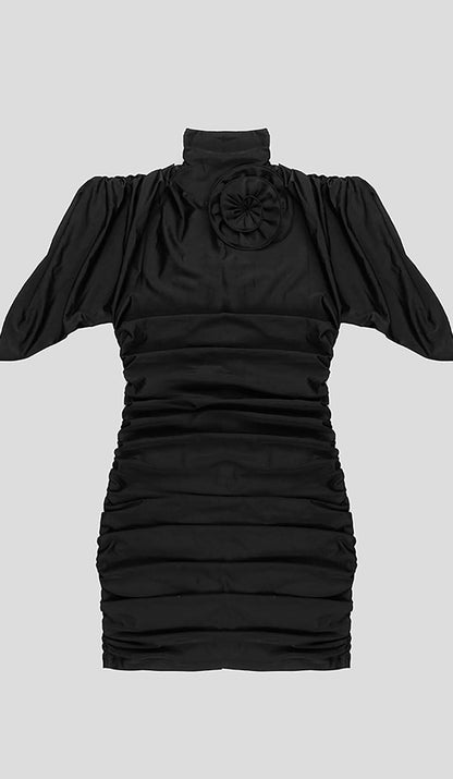 Lalioa Flower-Embellished Ruched Mini Dress In Black