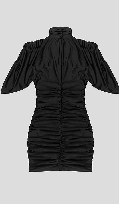 Lalioa Flower-Embellished Ruched Mini Dress In Black