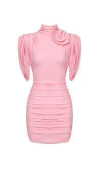 Lalioa Flower-Embellished Ruched Mini Dress In Pink
