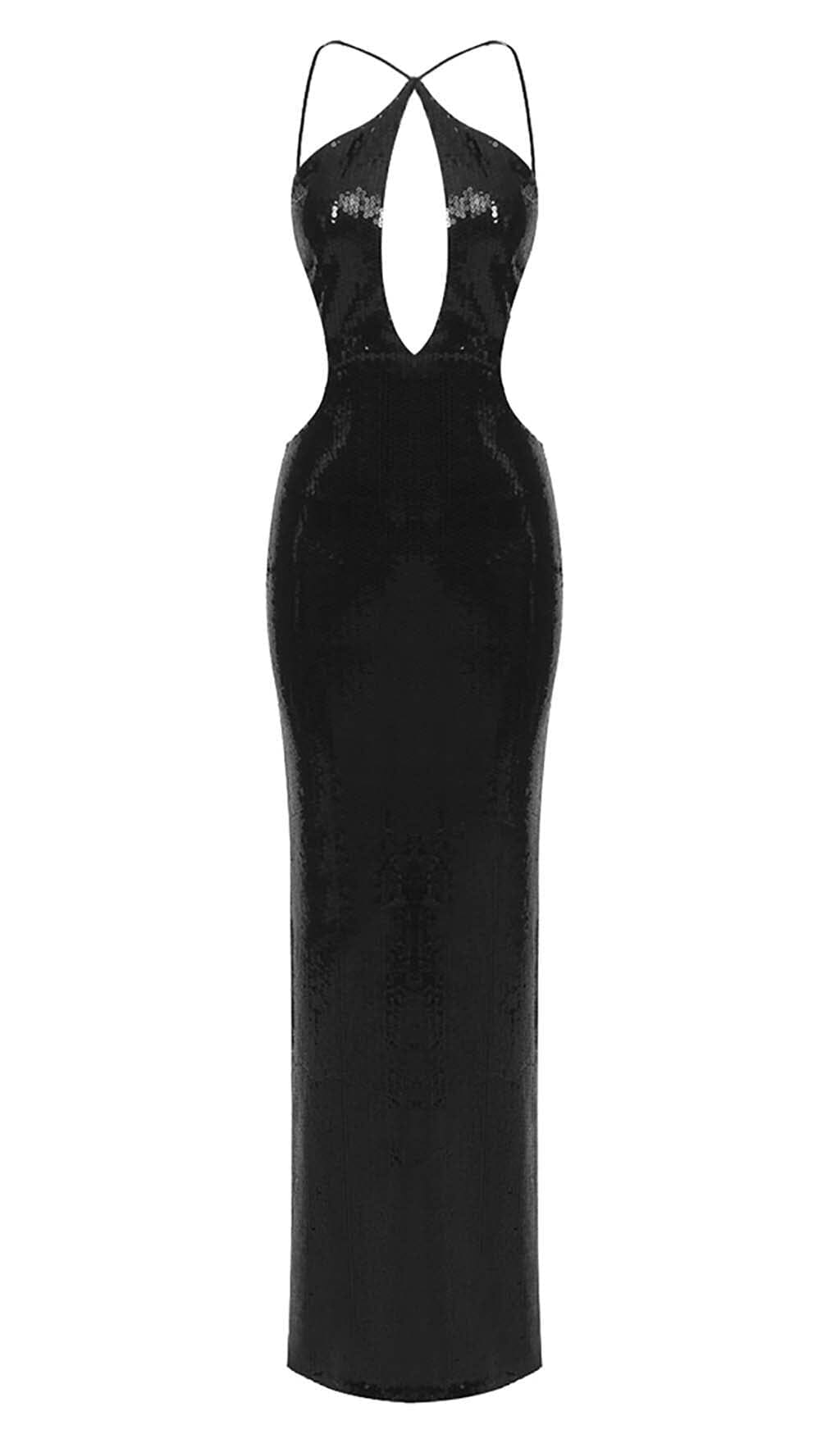 Sephra Front Cutout Backless Maxi Dress In Black