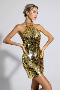 Minnie Sequin Mini Dress In Gold