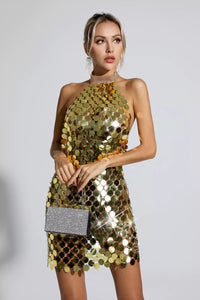 Minnie Sequin Mini Dress In Gold