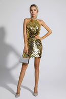 Minnie Sequin Mini Dress In Gold