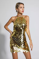 Minnie Sequin Mini Dress In Gold