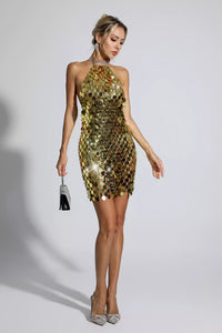 Minnie Sequin Mini Dress In Gold