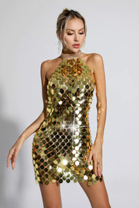 Minnie Sequin Mini Dress In Gold