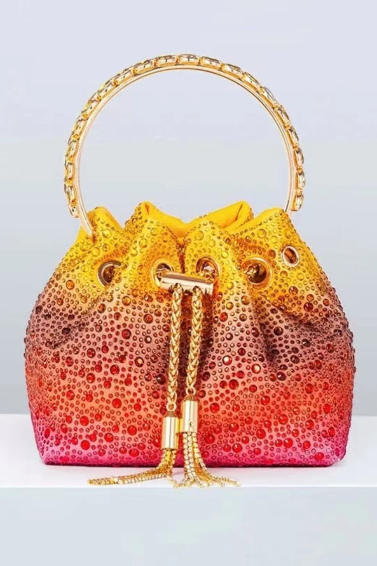 Jojo Multicolored Crystal Embellished Bucket Bag