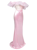 Lapani Off Shoulder Corset Satin Skirt Set