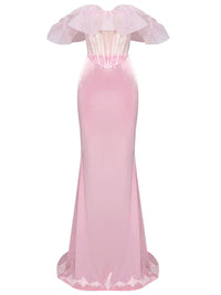 Lapani Off Shoulder Corset Satin Skirt Set