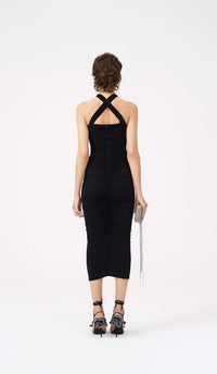 Jikia Rose Bodycon Maxi Dress In Black