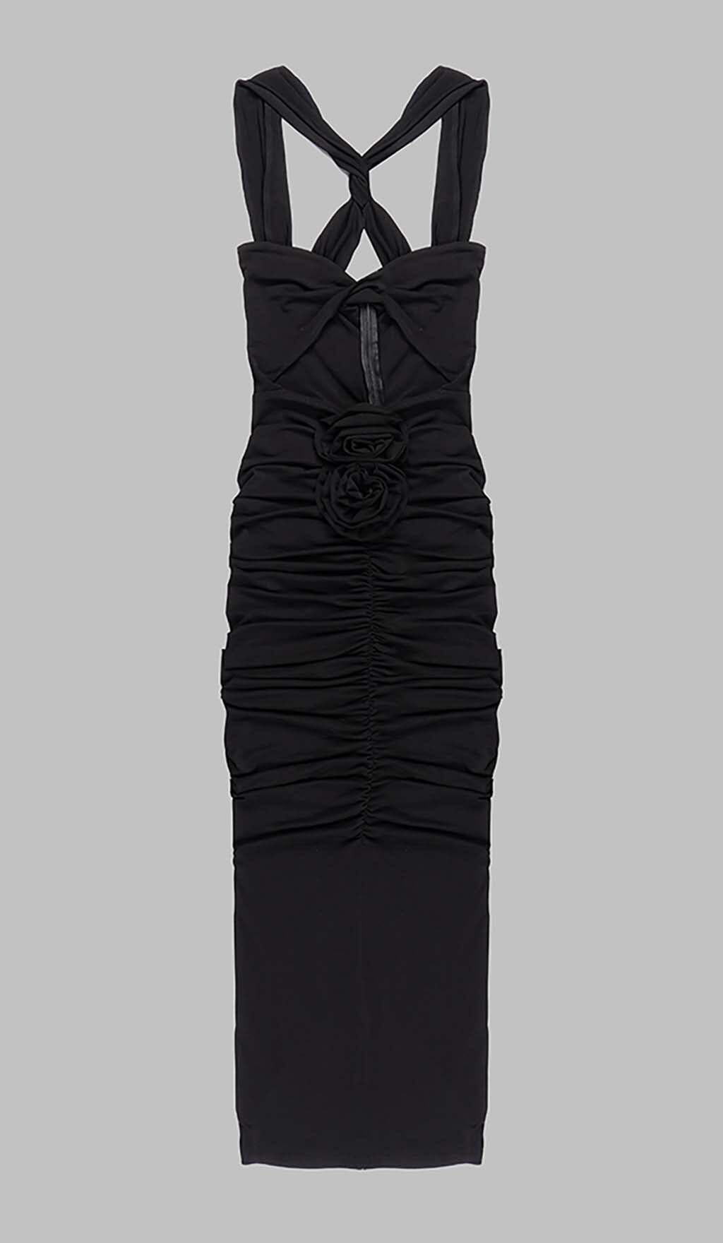 Jikia Rose Bodycon Maxi Dress In Black