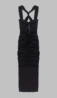 Jikia Rose Bodycon Maxi Dress In Black