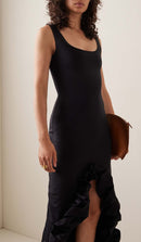 Nauova High-Low Hemline Dress In Black