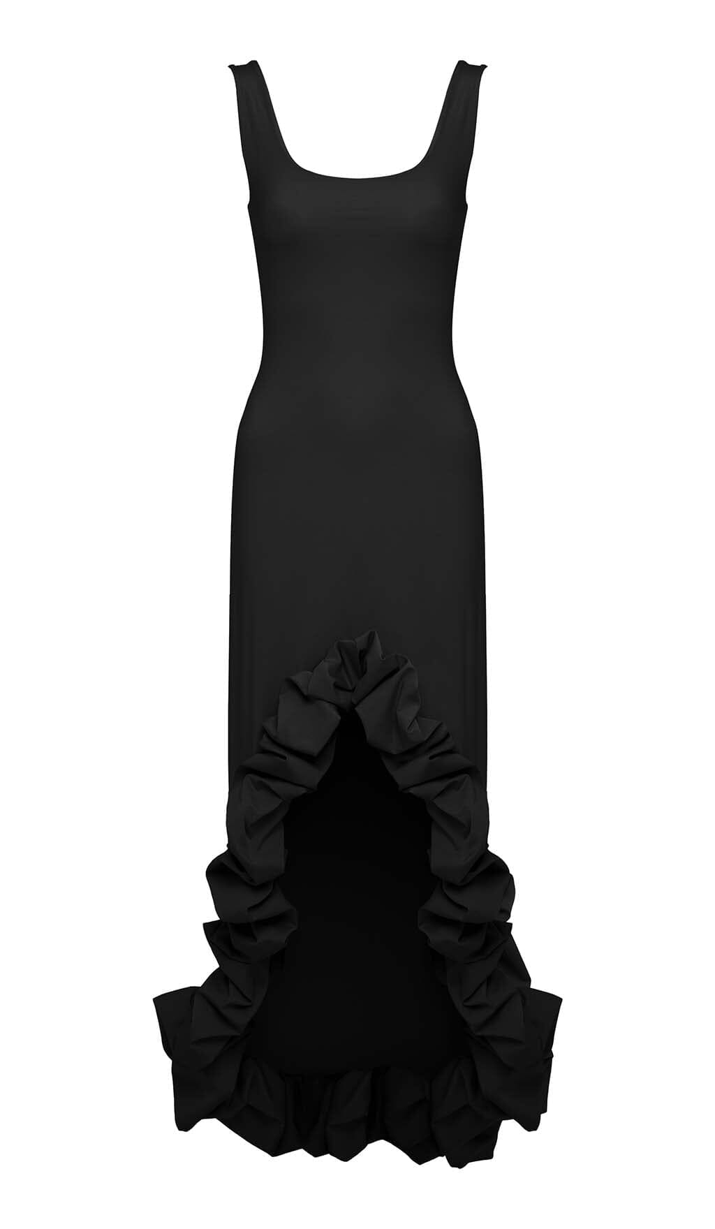 Nauova High-Low Hemline Dress In Black