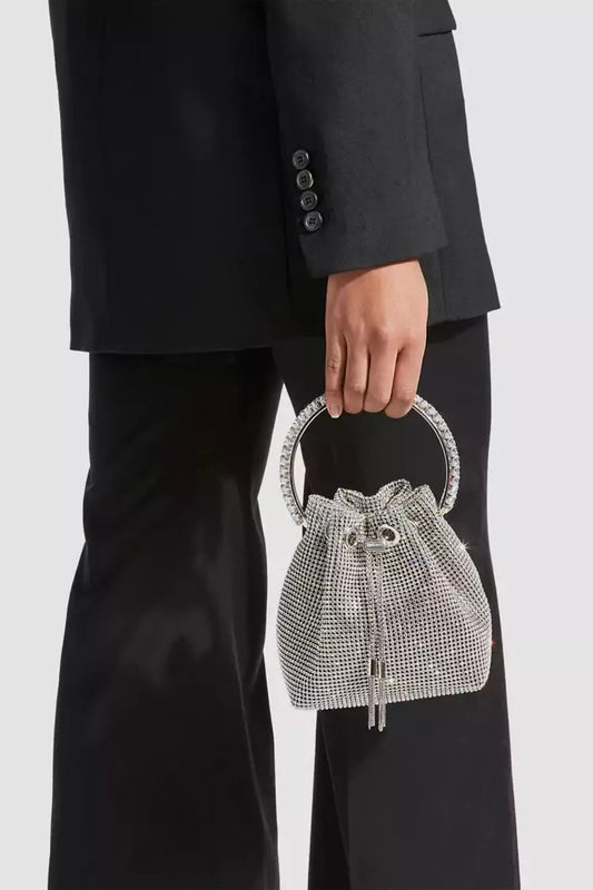 Jojo Silver Crystal Embellished Bucket Bag