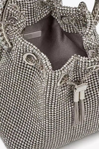 Jojo Silver Crystal Embellished Bucket Bag