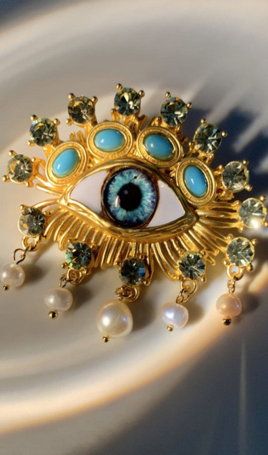 Faith Pearl Embellihsed Eye Brooch