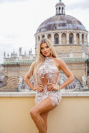 Lyari Mesh Embroidered Beaded Halterneck Jumpsuit