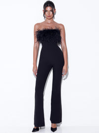 Antonia Bandeau Feather Bandage Jumpsuit