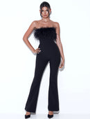 Antonia Bandeau Feather Bandage Jumpsuit