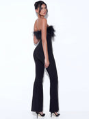 Antonia Bandeau Feather Bandage Jumpsuit
