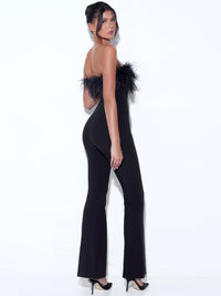 Antonia Bandeau Feather Bandage Jumpsuit