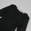 Kellie Long Sleeve Crystal Neckline Jumpsuit In Black