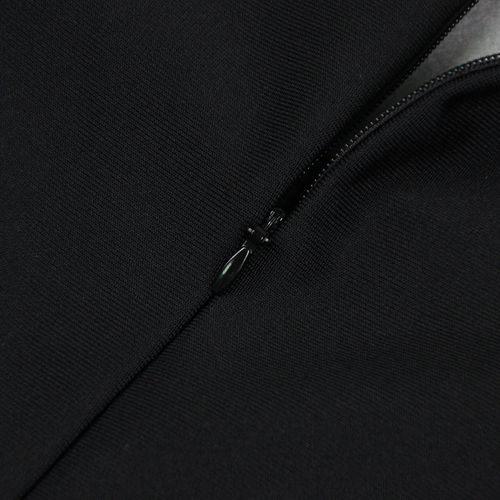 Kellie Long Sleeve Crystal Neckline Jumpsuit In Black