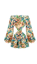 Basil Long Sleeve Cutout Mini Dress In Multicolor