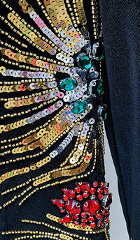 Nylea Long-Sleeve Embellished Mini Dress In Black